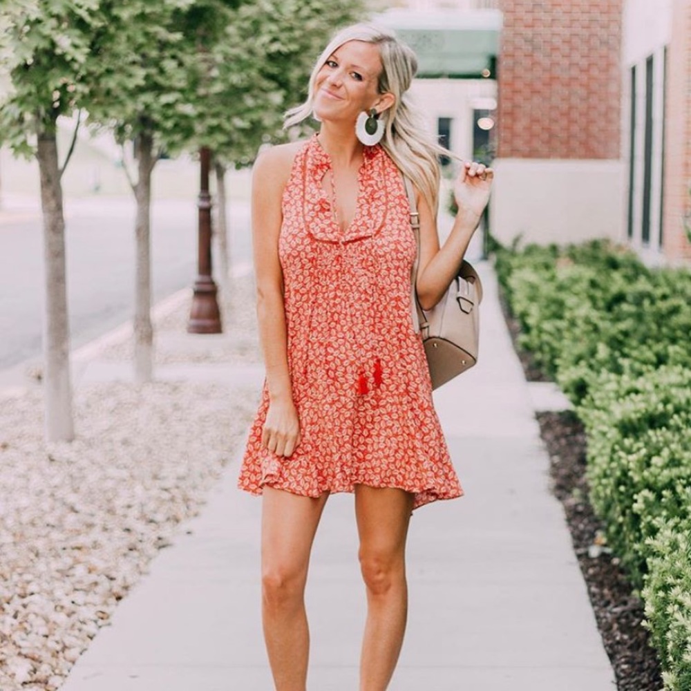 Coral tank dress